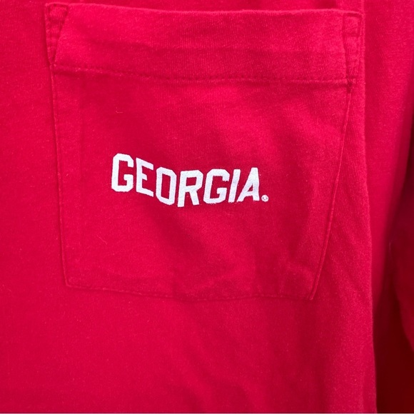 Georgia Red Long Sleeve Crew Neck Pocket Tee Shirt Size Small - Picture 6 of 14